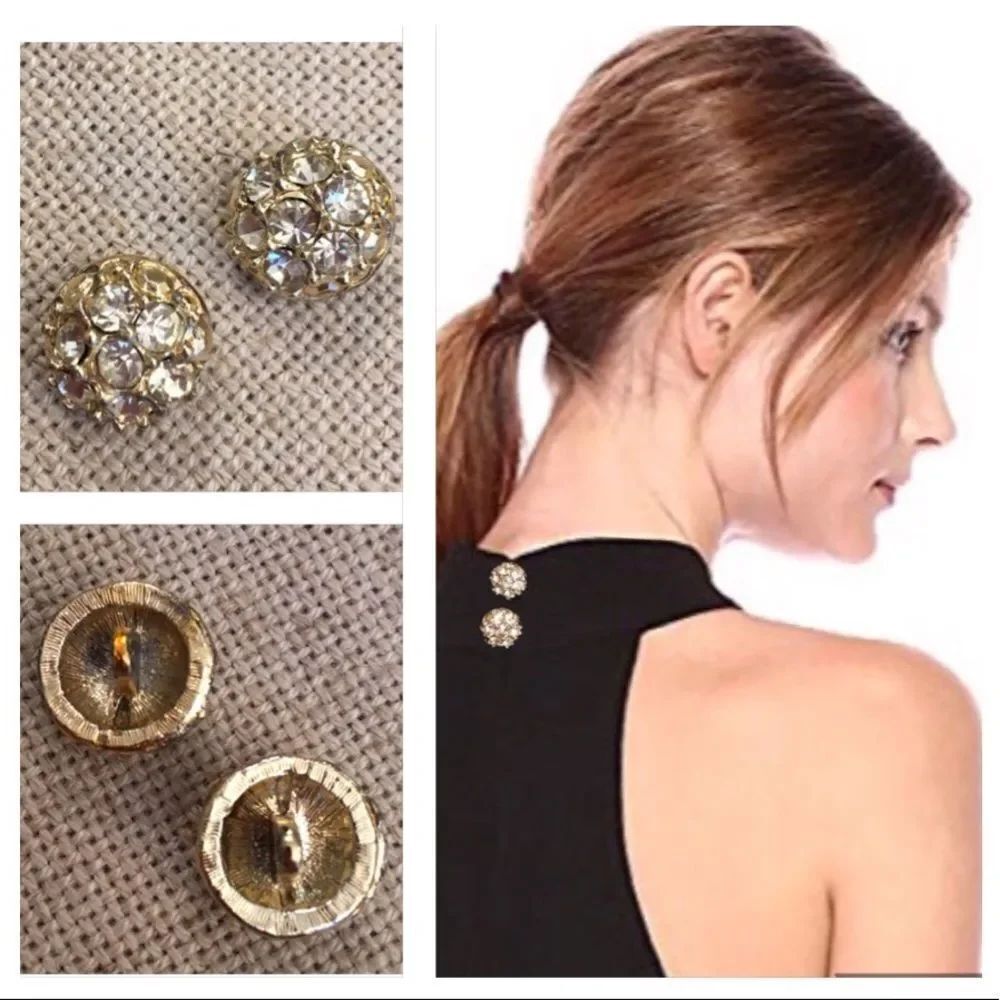 Goldtone Rhinestone Buttons Set of Two